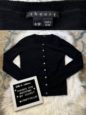 Theory Black Crewneck Cardigan | Women’s XS